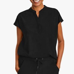 Healing Hands Journey Scrub Top – Black | Relaxed Fit | Soft Stretch